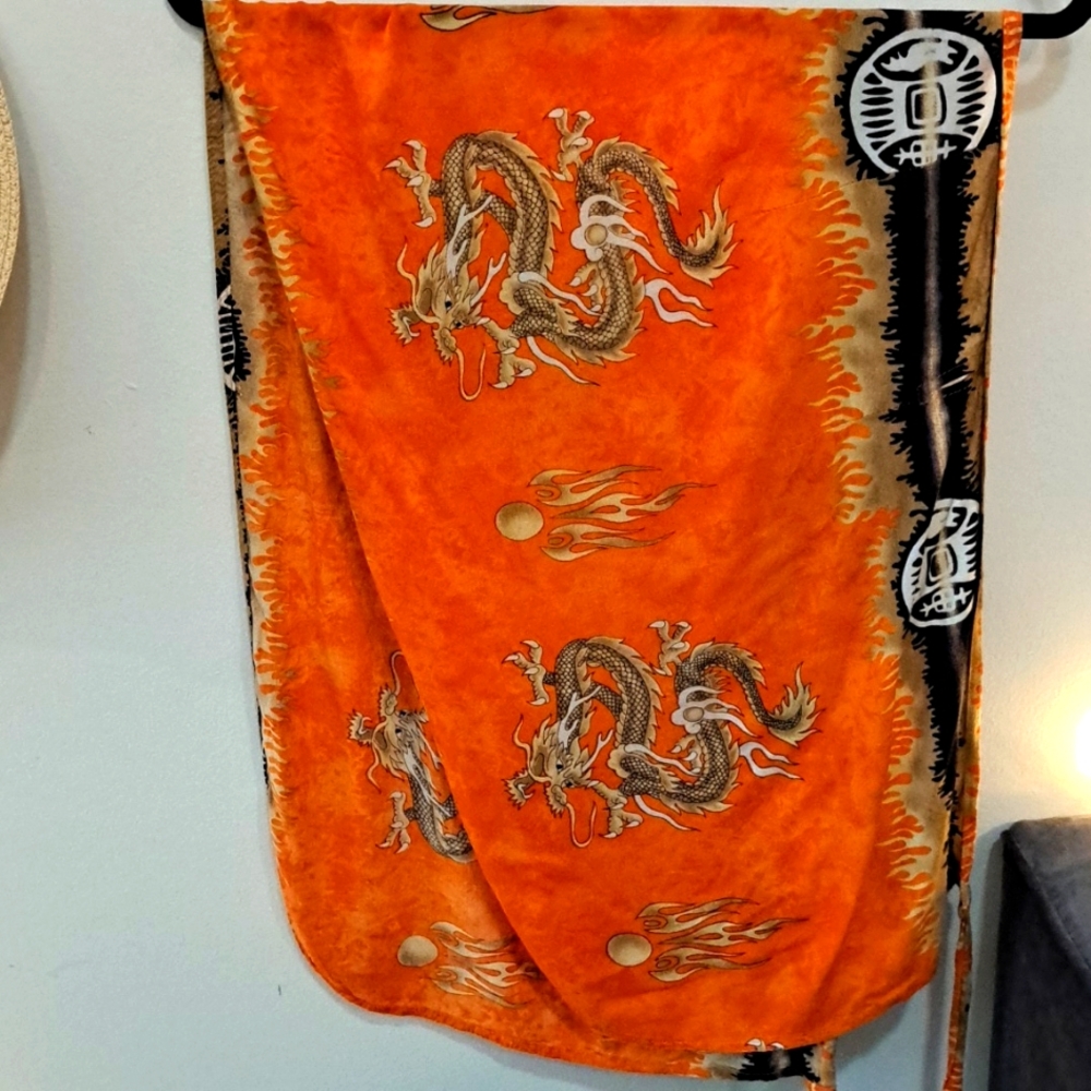 #86 Wrap Skirt Orange/ Gold Dragon